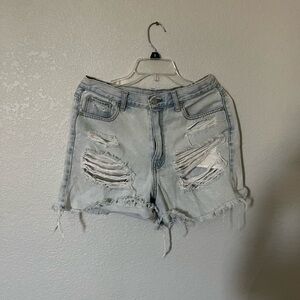 American Eagle — Light Wash Distressed Jean Shorts